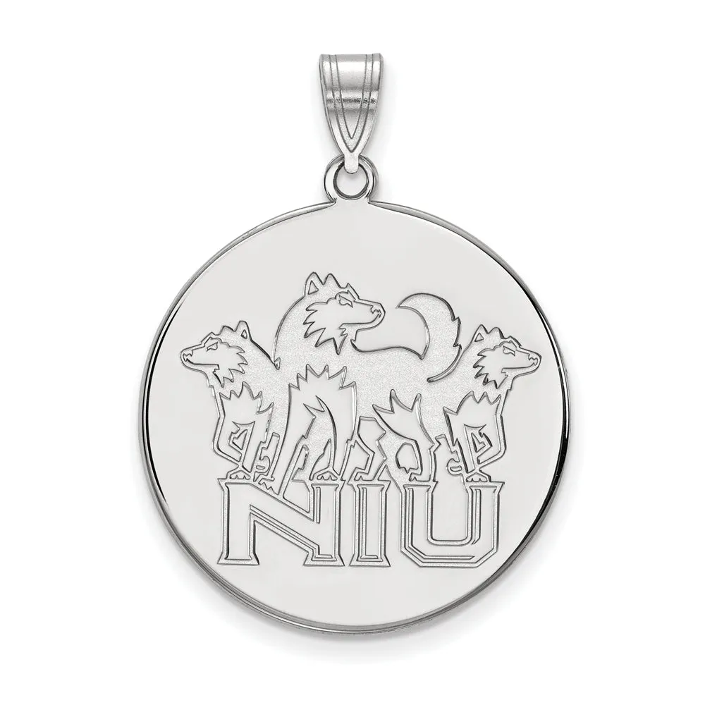 10k White Gold Northern Illinois U. XL Disc Pendant