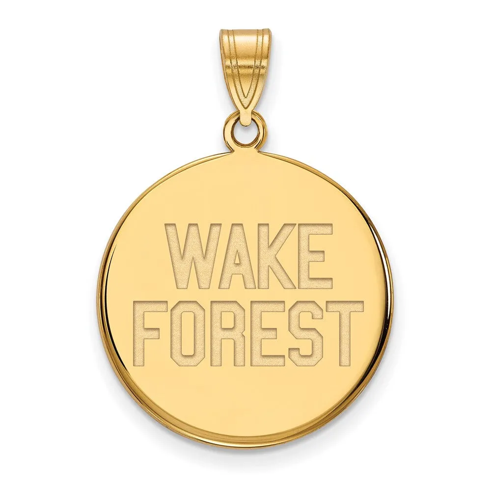 10k Yellow Gold Wake Forest U. Large Logo Disc Pendant