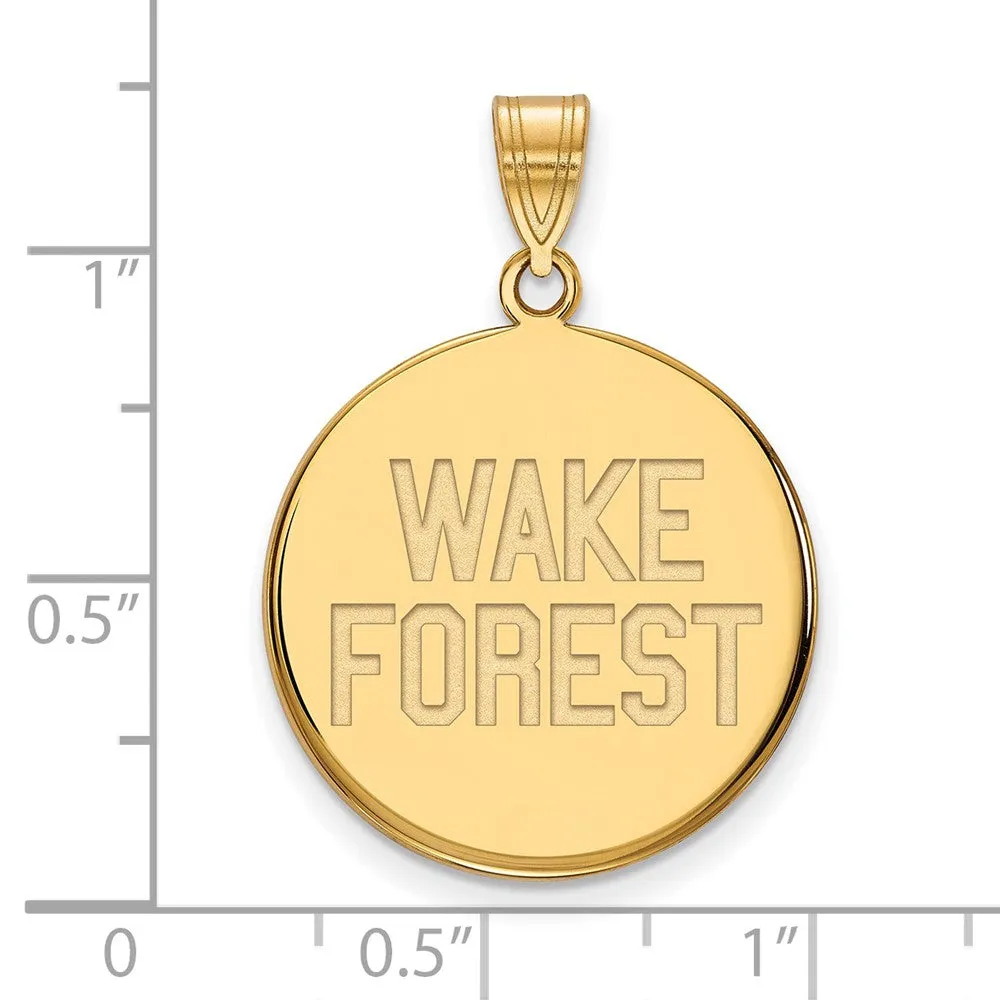 10k Yellow Gold Wake Forest U. Large Logo Disc Pendant