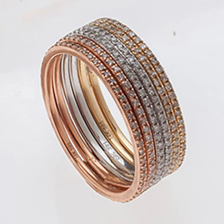 14K Gold and Diamond Eternity Stacking Rings