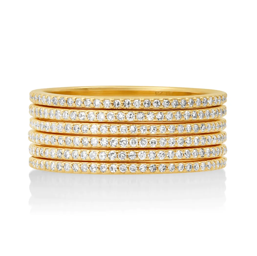 14K Gold and Diamond Eternity Stacking Rings