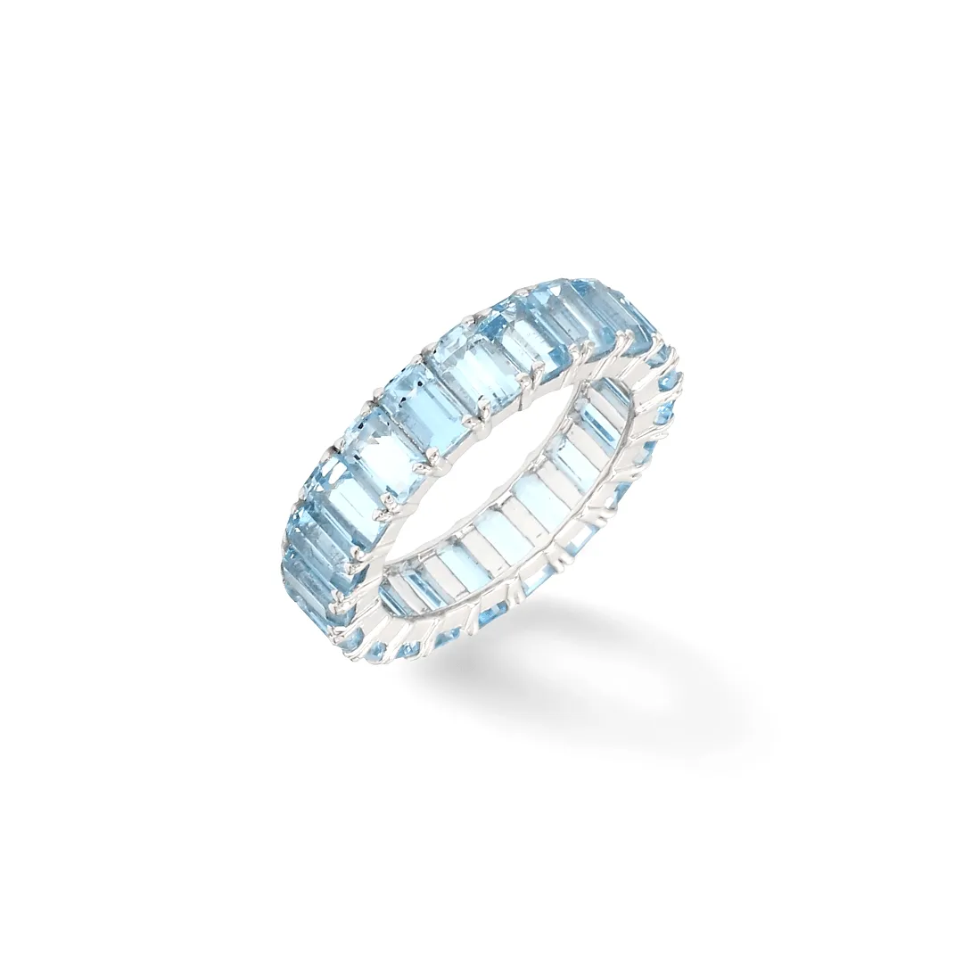 14K or 18K Gold Aquamarine Eternity Band