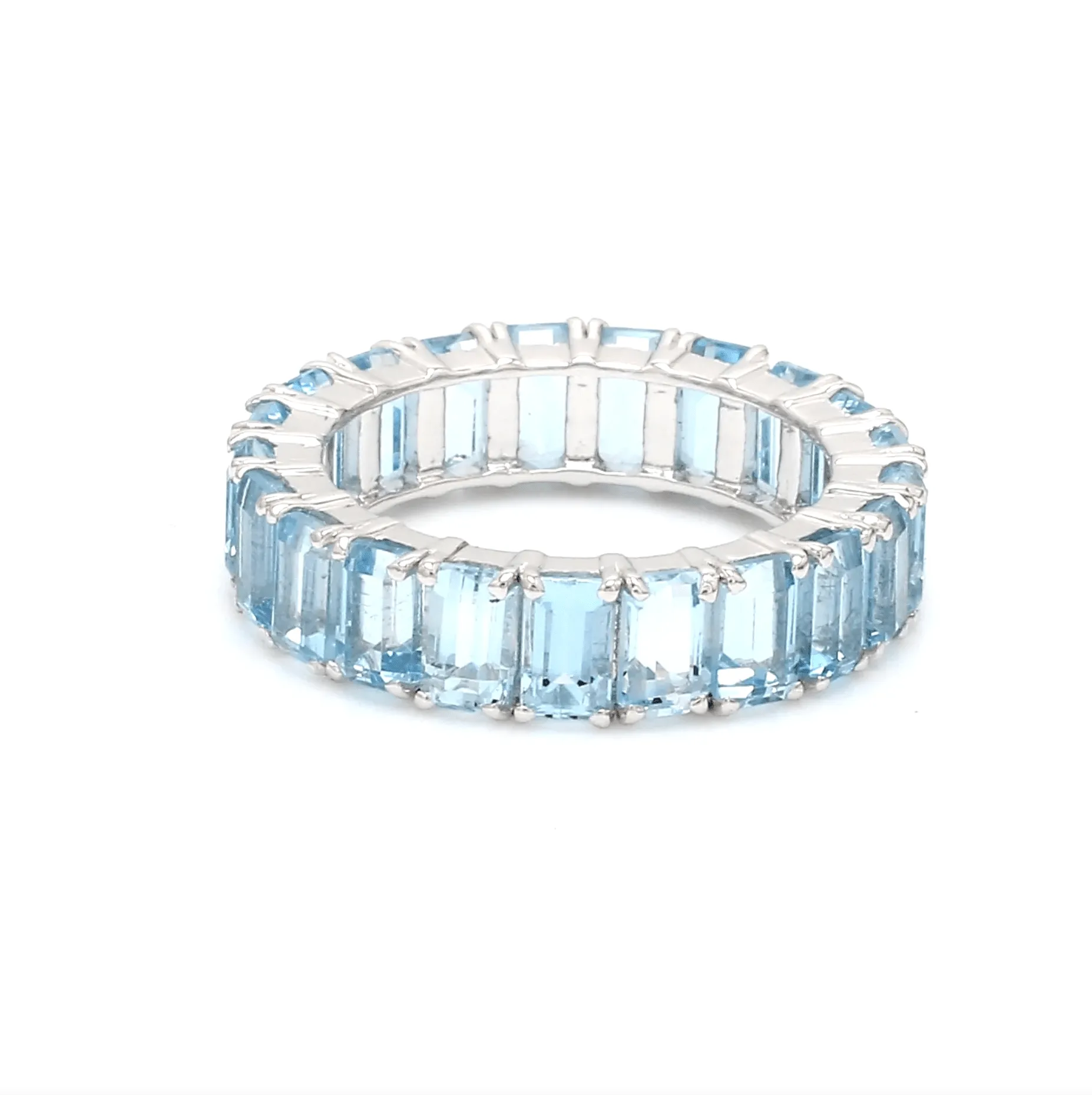 14K or 18K Gold Aquamarine Eternity Band