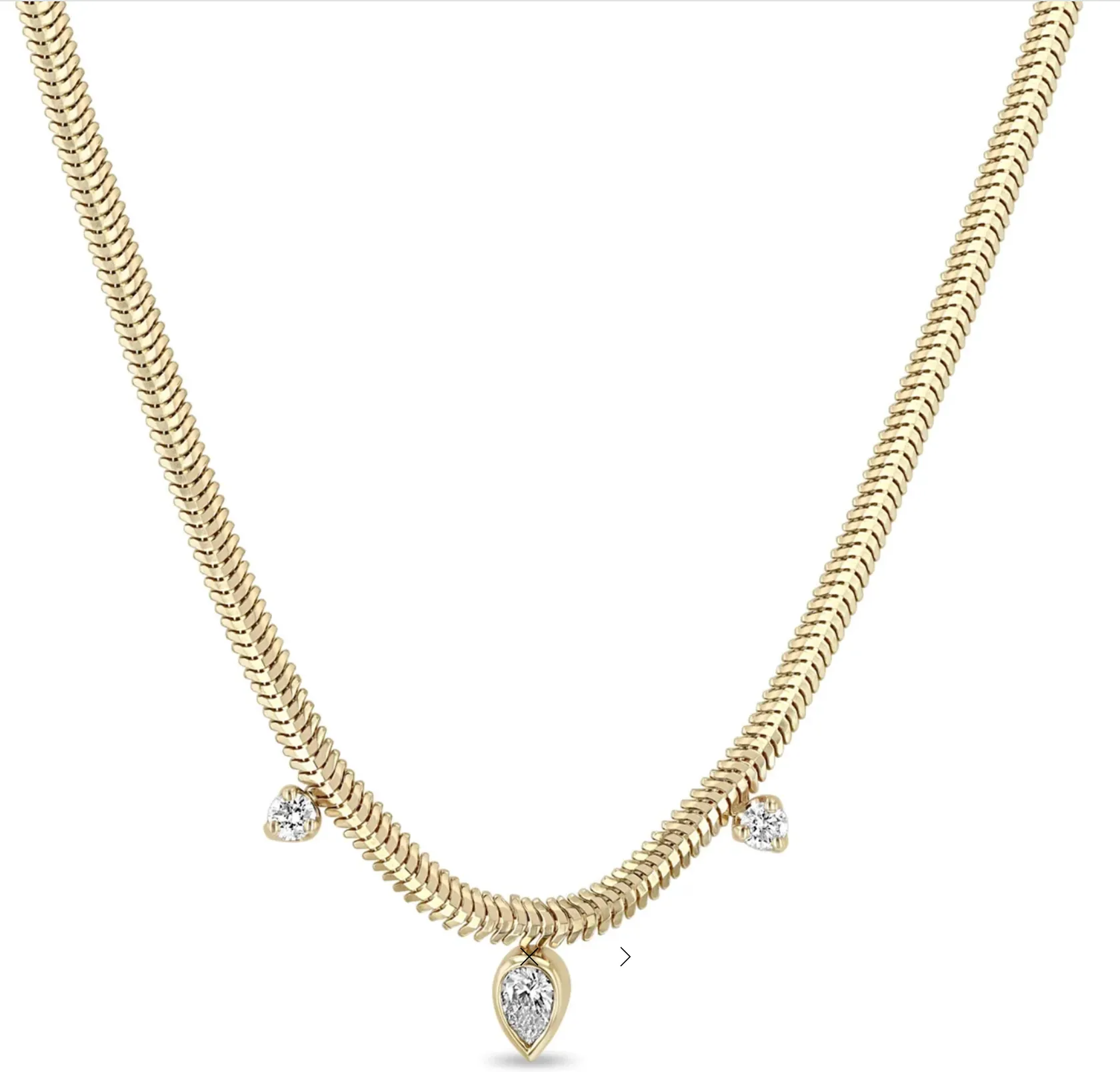 14K PEAR & PRONG DIAMOND SNAKE CHAIN NECKLACE