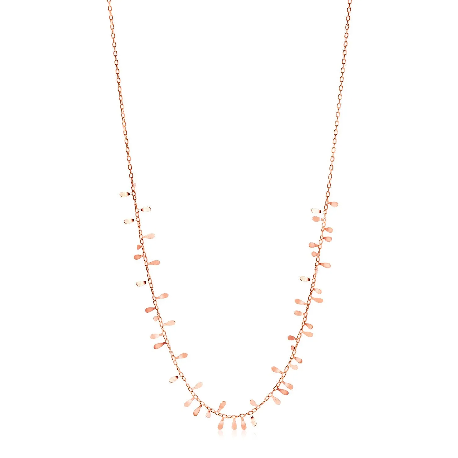 14K Rose Gold Necklace with Polished Leaf Motifsrx35368-18-rx35368-18