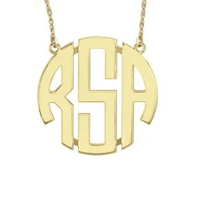 14K Solid Gold Block Monogram Necklace