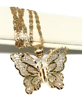 14k Solid Gold Butterfly Pendant Necklace Valentina Chain