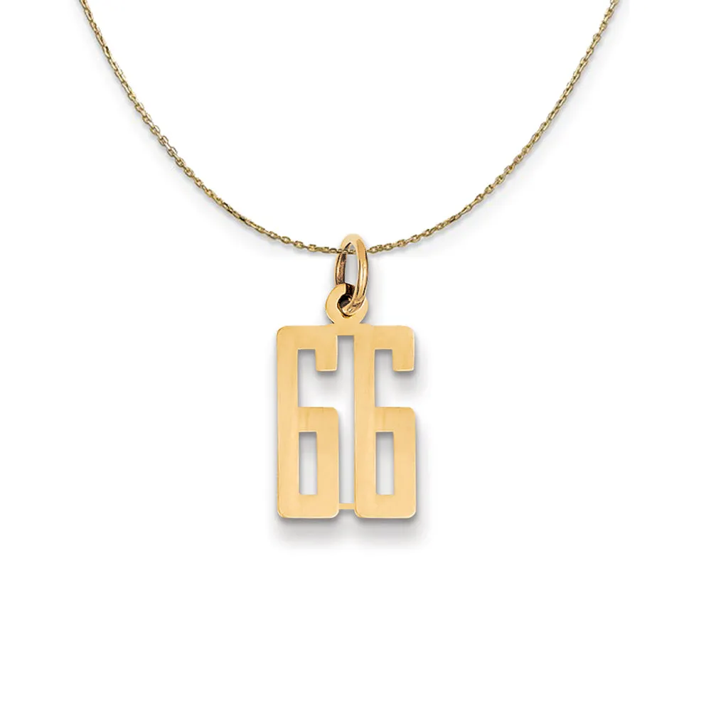 14k Yellow Gold, Alumni Small Elongated Number 66 Necklace