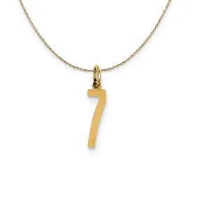 14k Yellow Gold, Alumni Small Elongated Number 7 Necklace