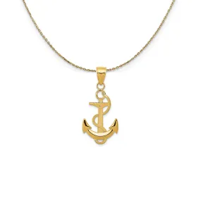 14k Yellow Gold Anchor with Textured Rope (15 x 33mm) Necklace