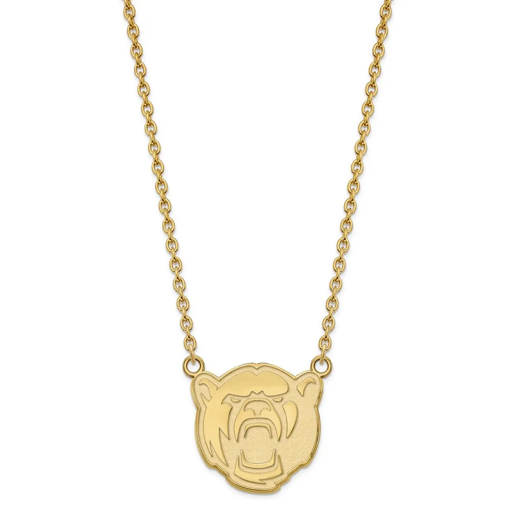 14k Yellow Gold Baylor U Lg Bear Pendant Necklace