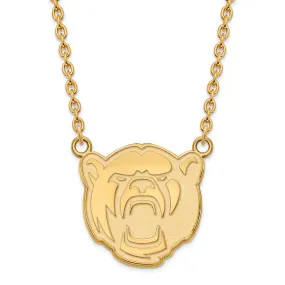 14k Yellow Gold Baylor U Lg Bear Pendant Necklace