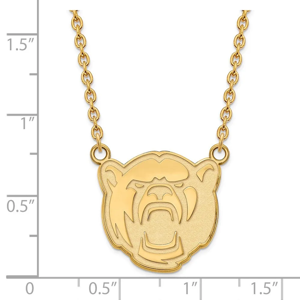 14k Yellow Gold Baylor U Lg Bear Pendant Necklace