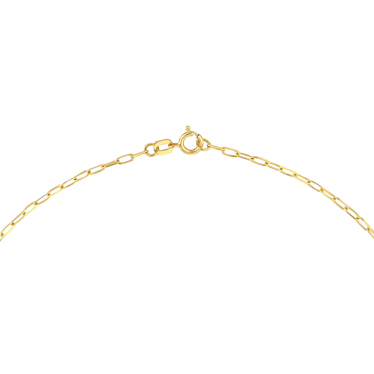 14K Yellow Gold Disk Pendant Paperclip Chain Necklace