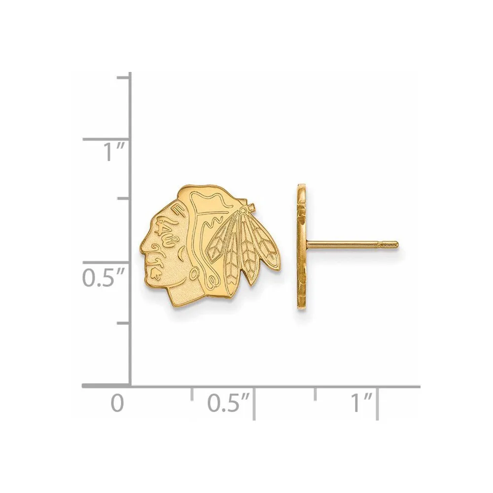 14k Yellow Gold NHL Chicago Blackhawks Small Post Earrings