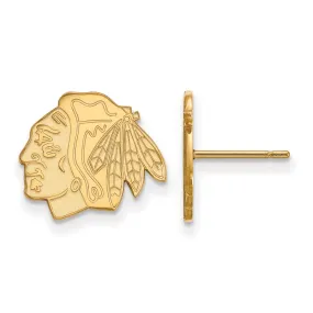 14k Yellow Gold NHL Chicago Blackhawks Small Post Earrings