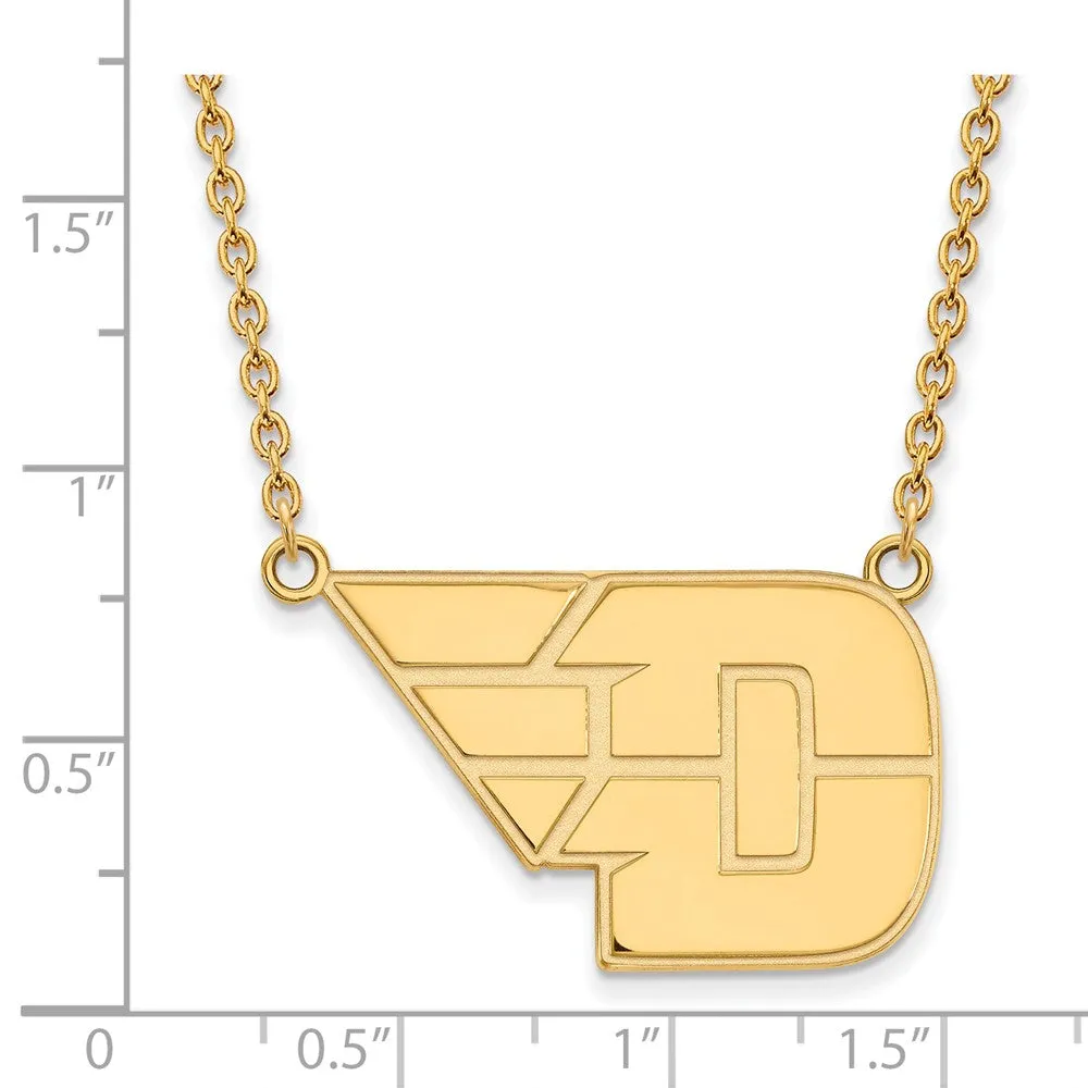 14k Yellow Gold U of Dayton Large Pendant Necklace