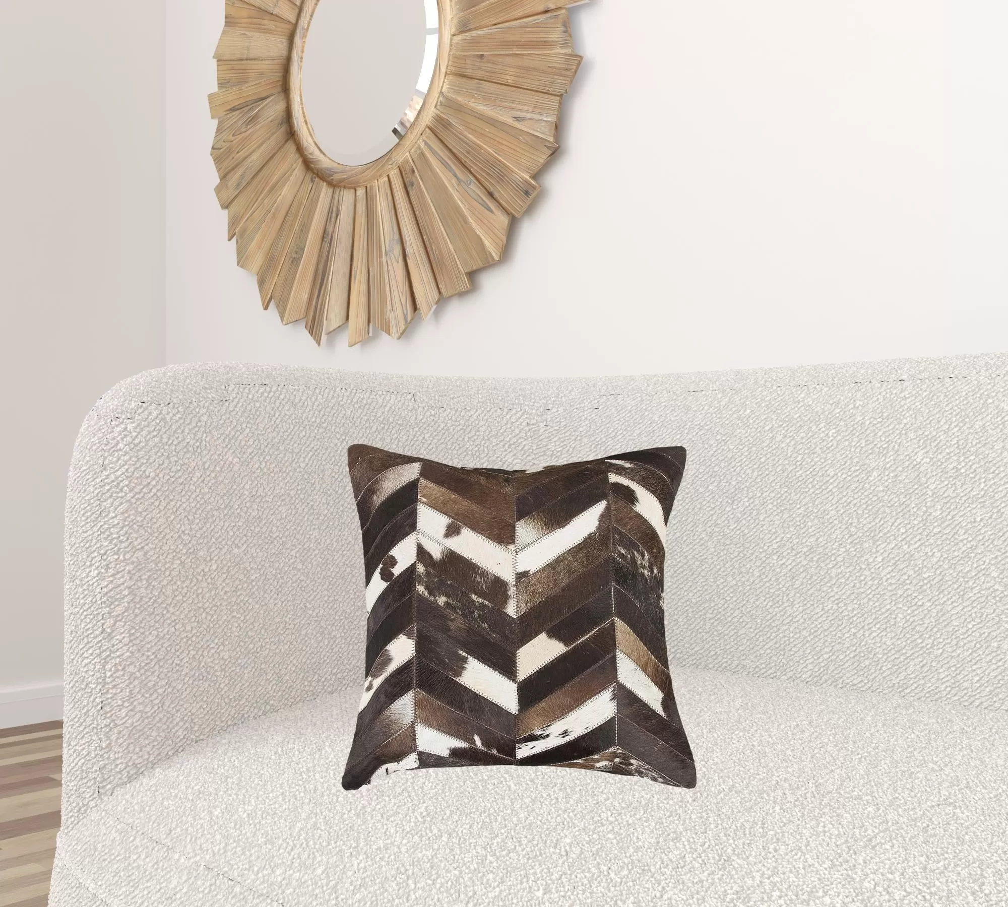 18 Brown and Off White Cowhide Throw Pillow