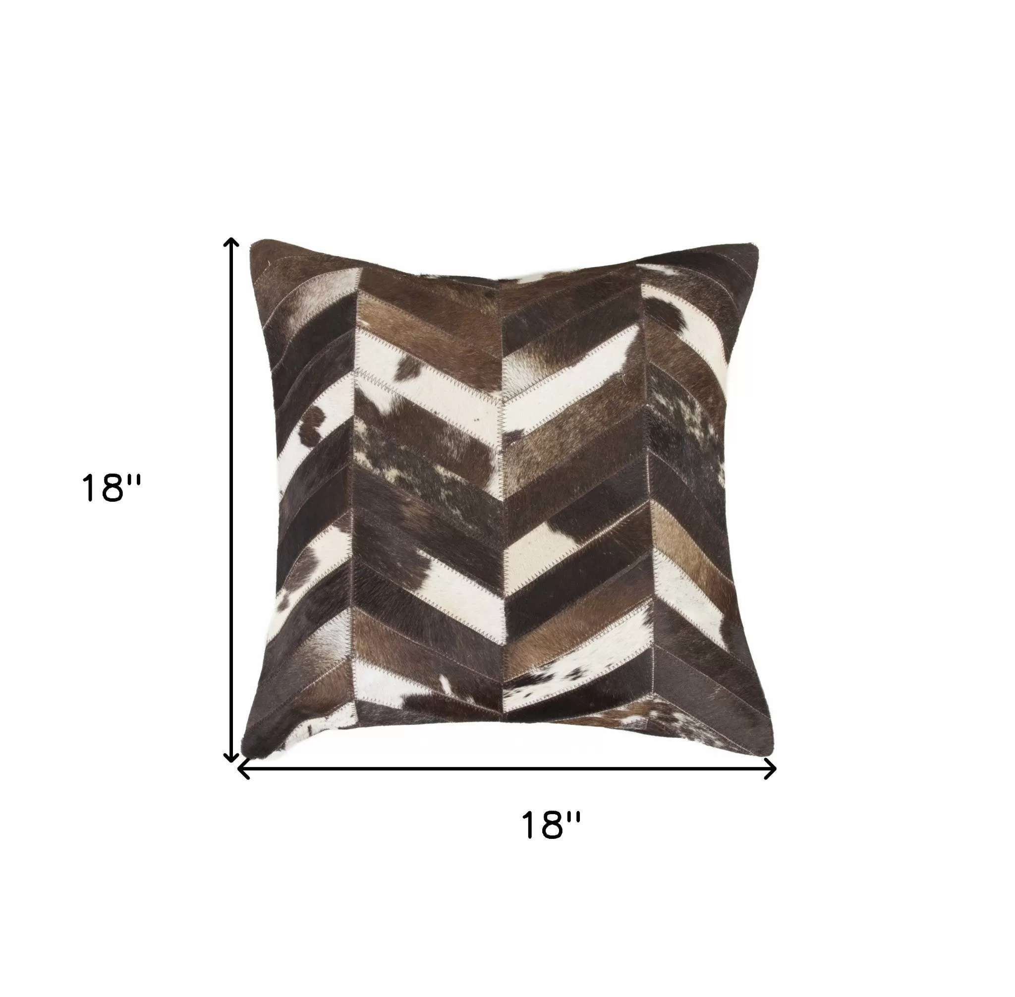 18 Brown and Off White Cowhide Throw Pillow