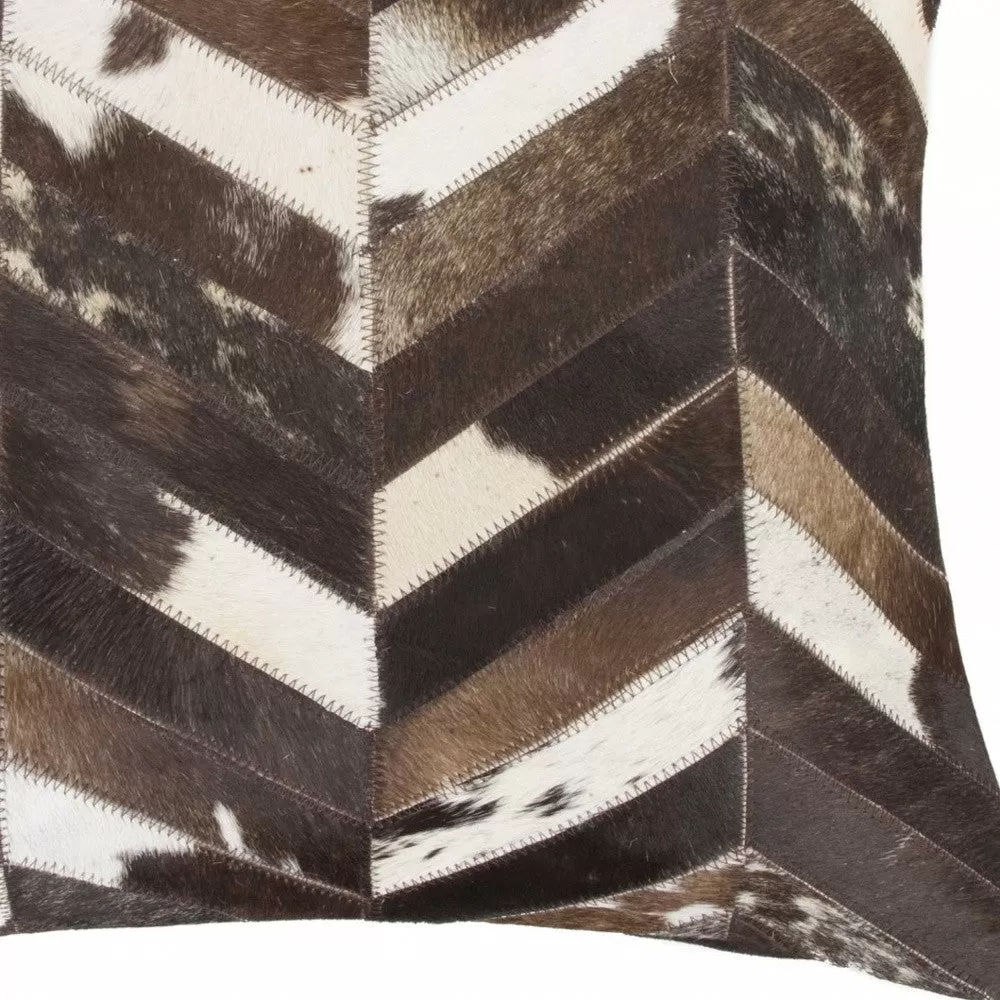 18 Brown and Off White Cowhide Throw Pillow