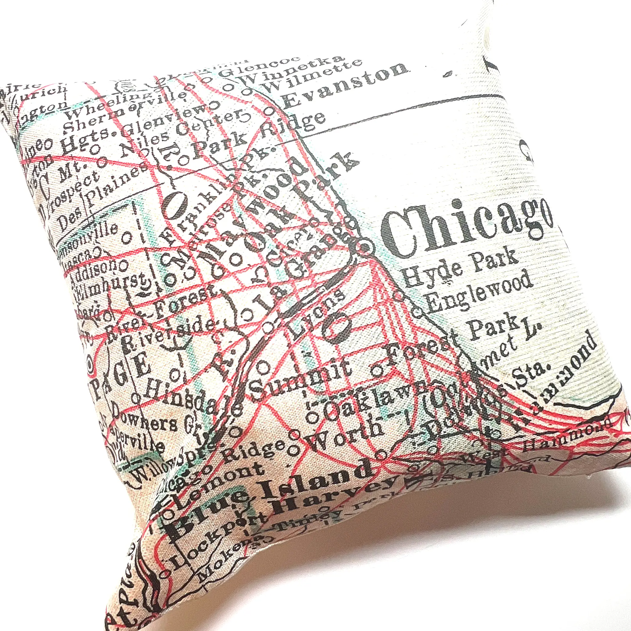 18 Chicago Illinois Map Pillow