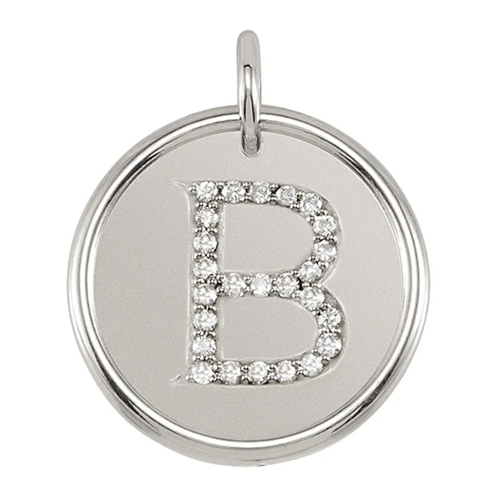 1/8 Ctw G-H, I1 Diamond Initial 17mm 14k White Gold Pendant Letter B