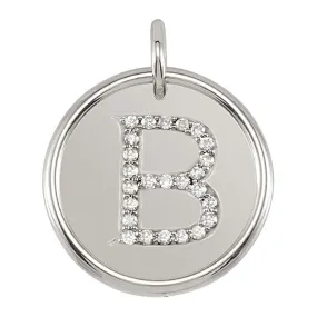 1/8 Ctw G-H, I1 Diamond Initial 17mm 14k White Gold Pendant Letter B