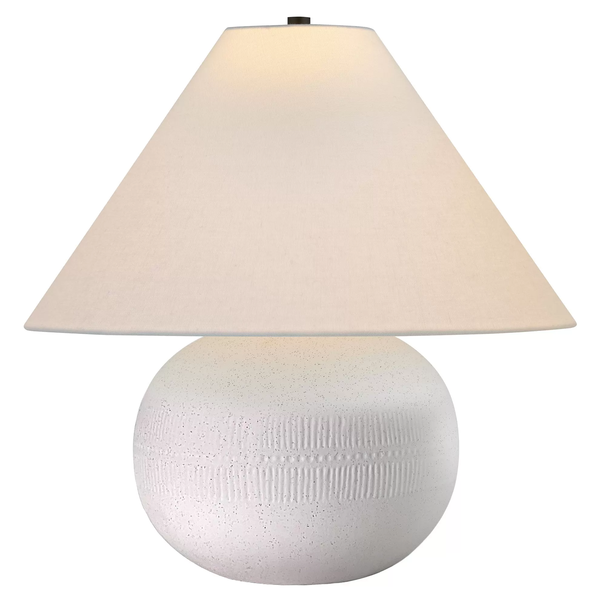 18 Off White Ceramic Round Table Lamp With White Cone Shade