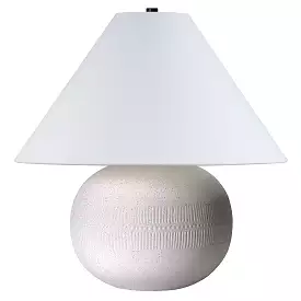 18 Off White Ceramic Round Table Lamp With White Cone Shade