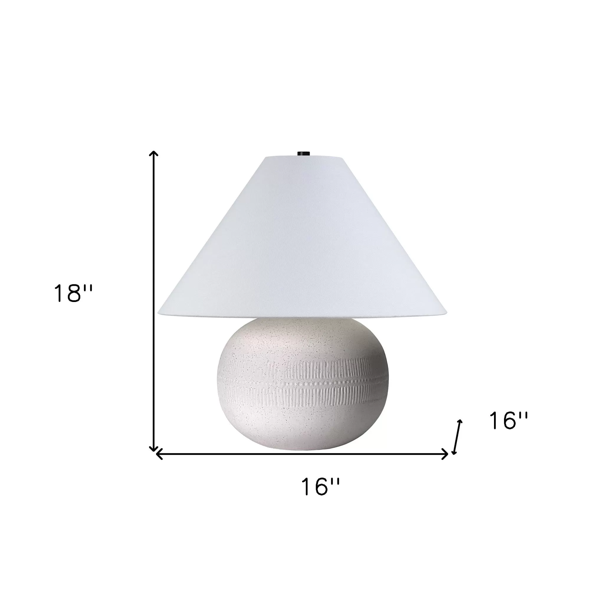 18 Off White Ceramic Round Table Lamp With White Cone Shade