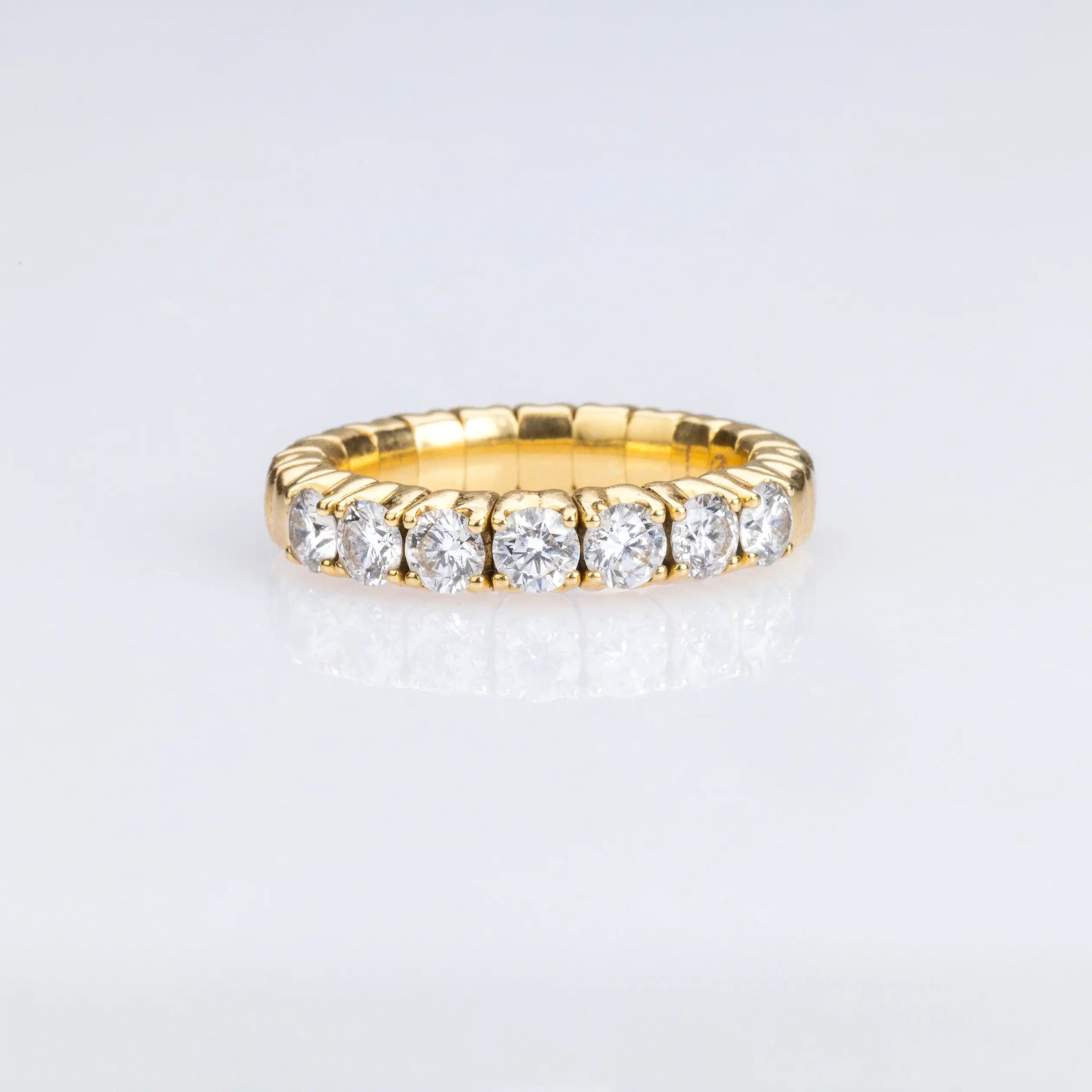 18K Gold Stretch & Stack Round Diamond Half Eternity Rings