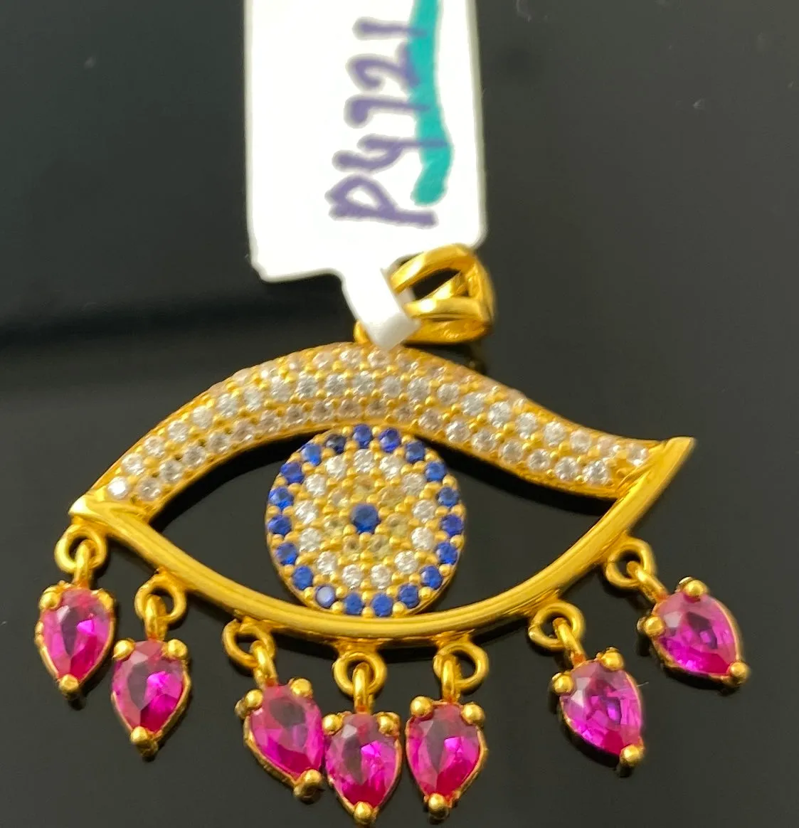 21K Solid Gold Evil Eye Pendant P4721