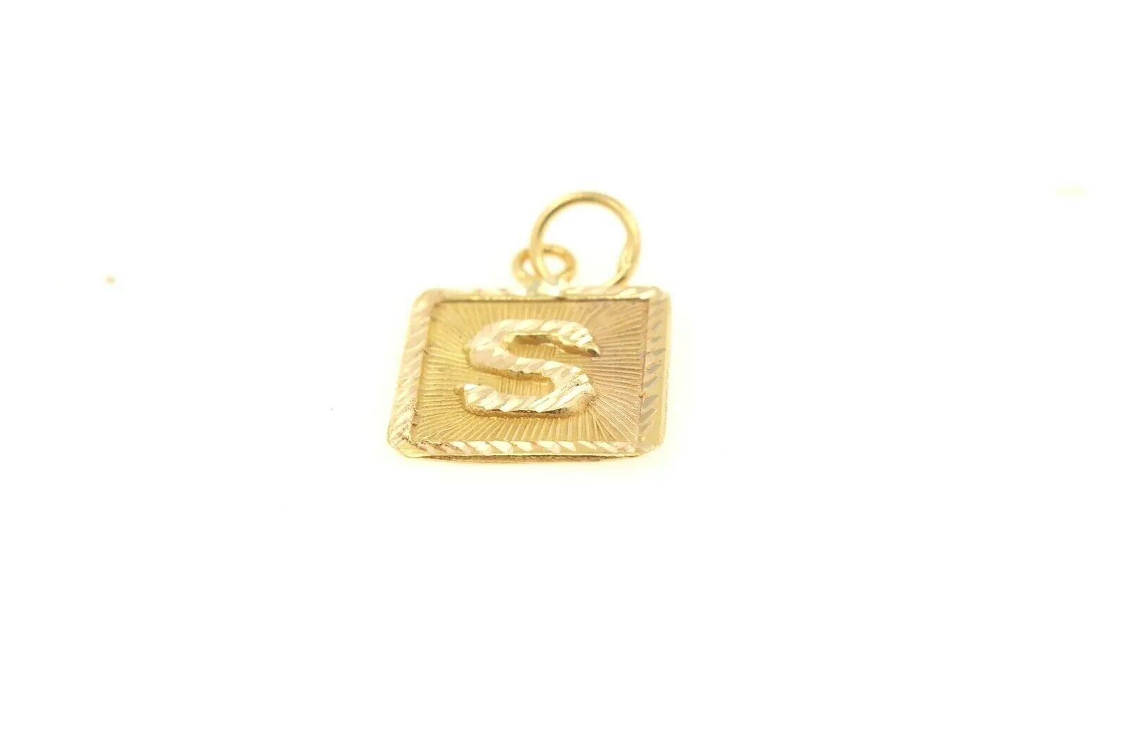 22k 22ct Solid Gold Charm Letter S Pendant Square Design p1121 ns