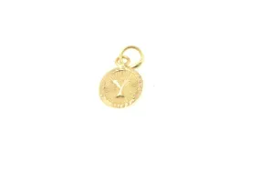 22k 22ct Solid Gold Charm Letter Y Pendant Oval Design p1138 ns