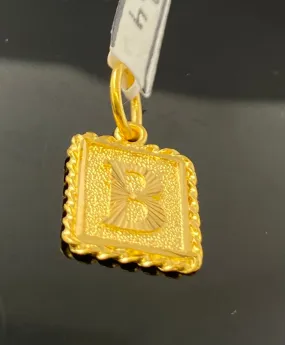 22k Pendant Solid Gold Initial B Rectangular Shape with Shiny Finish P3532