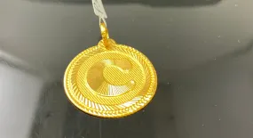 22k Pendant Solid Gold Unique Round Shape Initial C Charm P3420