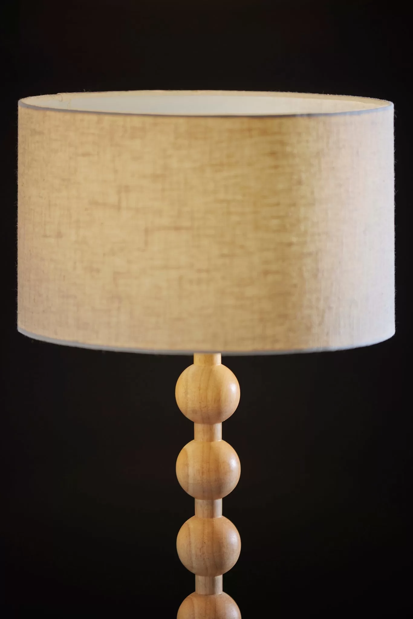 28 Brown Solid Wood Candlestick Table Lamp With Off White Drum Shade