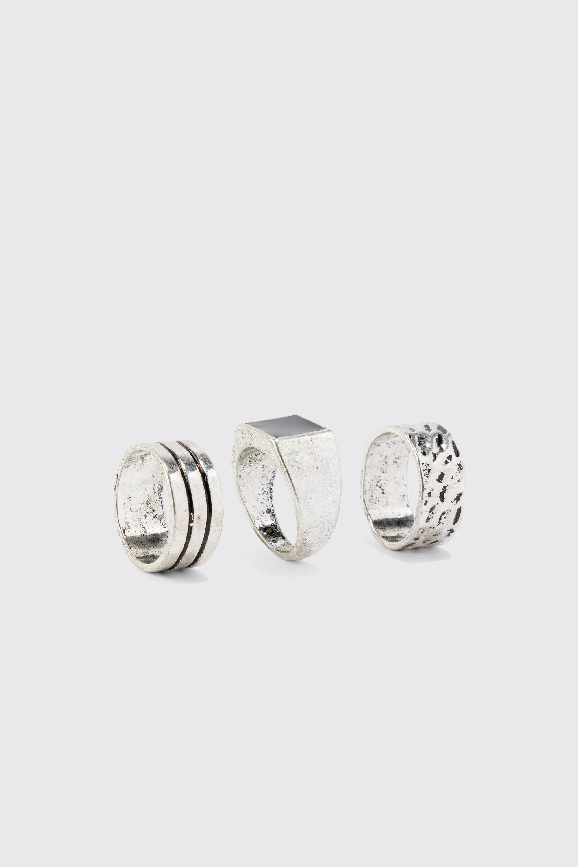 3 Pack Stone Embossed Rings