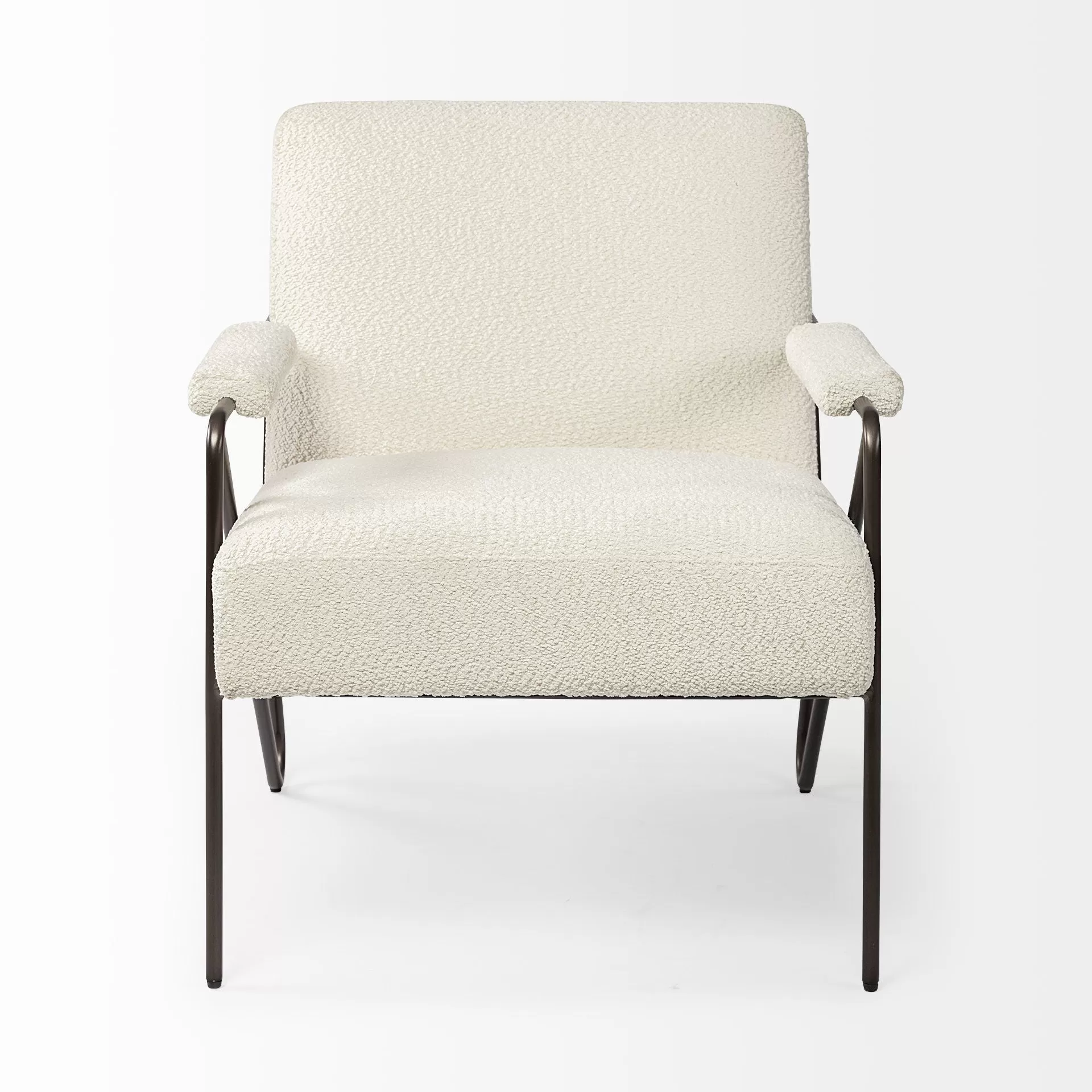 31 Off White And Brown Cotton Blend Arm Chair