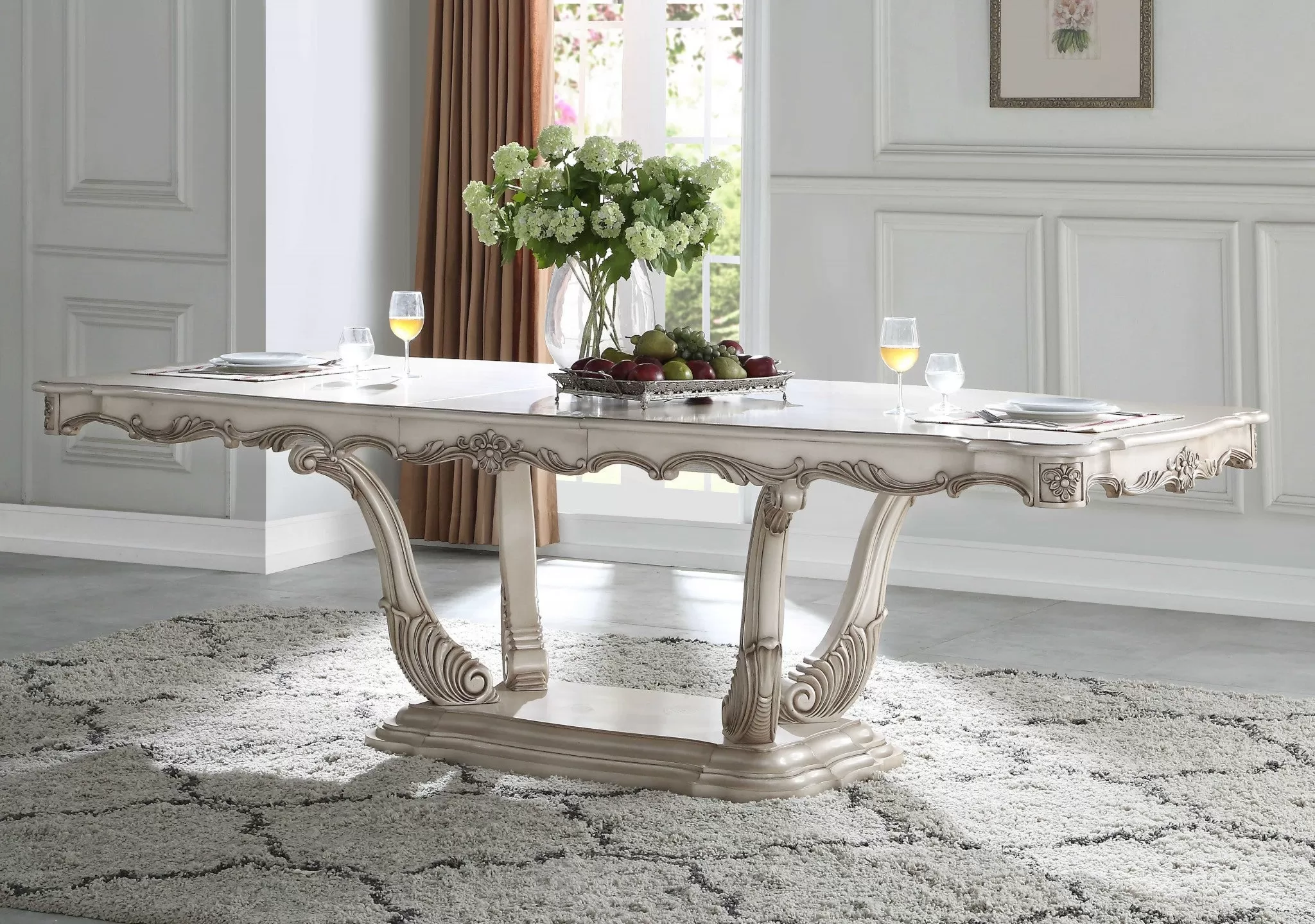 44 Off White Solid Wood Dining Table