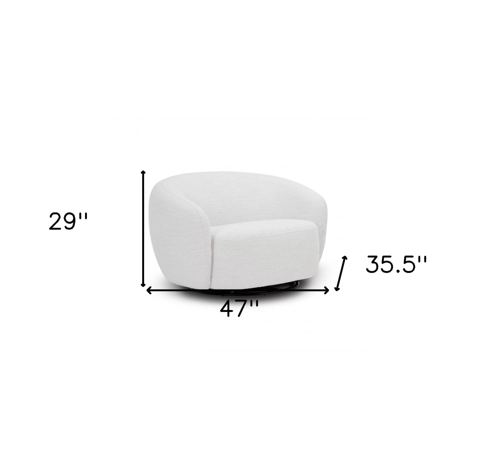 47 Off White 100% Polyester And Black Solid Color Swivel Barrel Chair