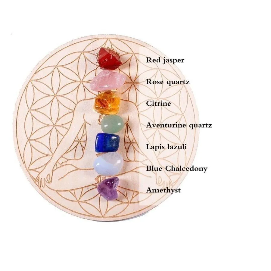 7 Natural Chakra Healing Crystal Grid Set