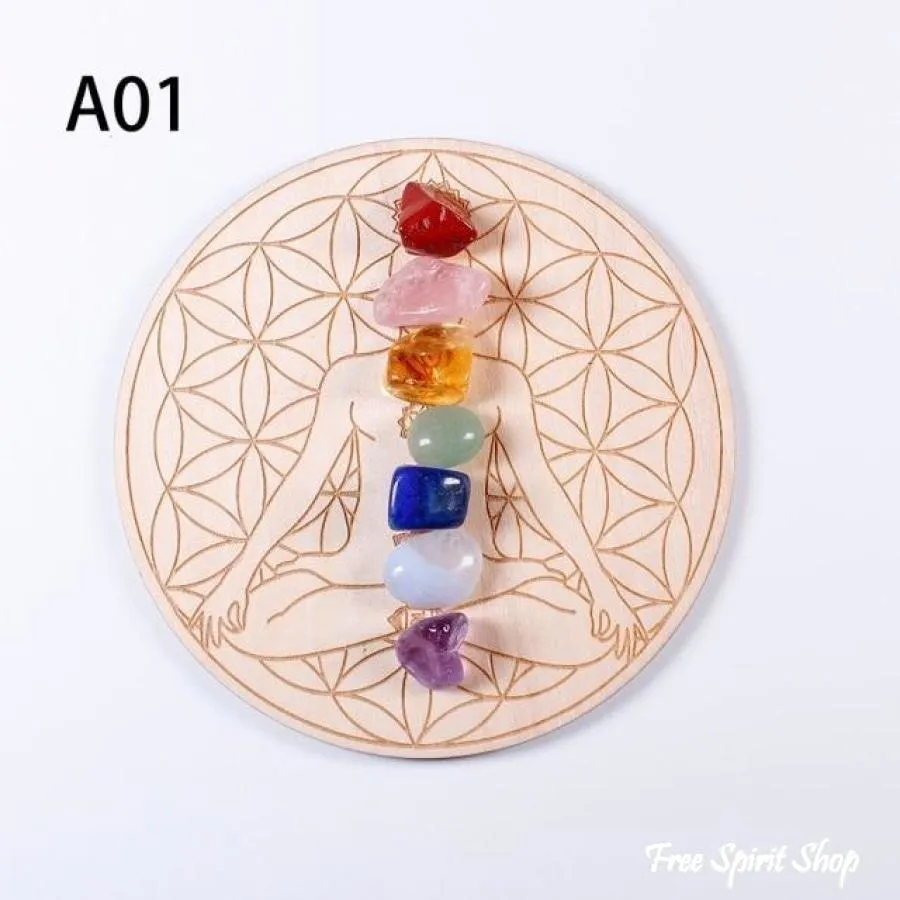 7 Natural Chakra Healing Crystal Grid Set