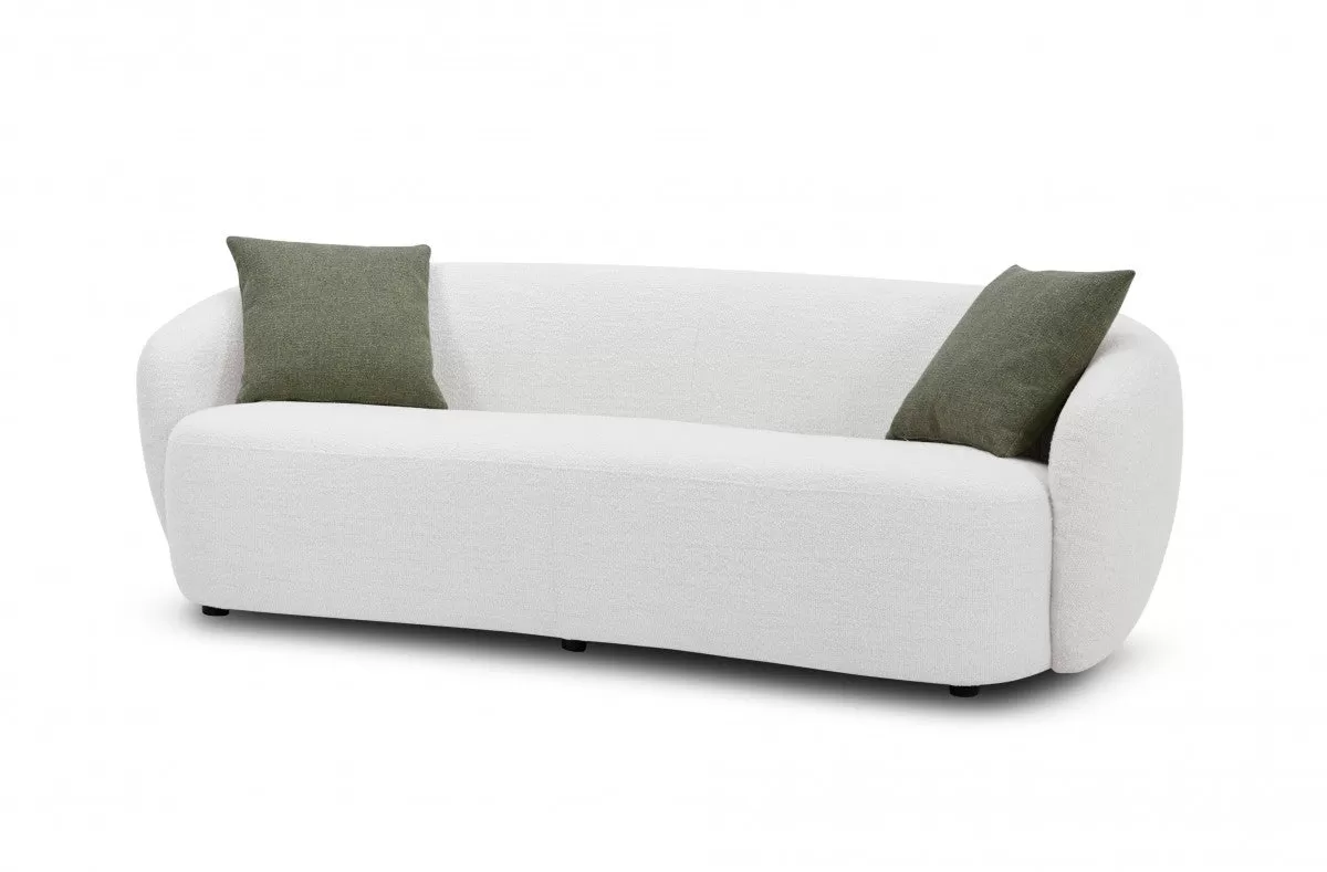 90 Off White Textured Fabric Sofa