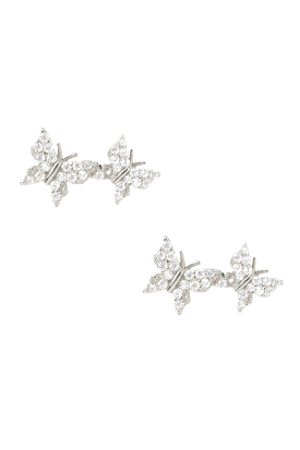 925 Silver CZ Crystal Pavé Butterfly Earrings