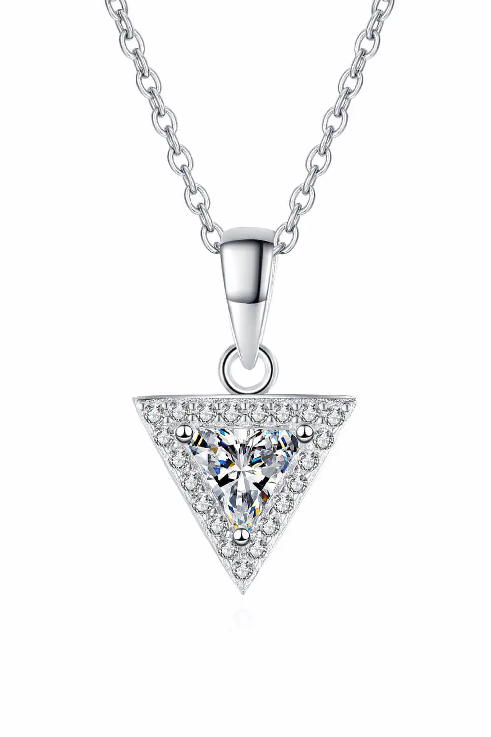 925 Sterling Silver Triangle Moissanite Pendant Necklace