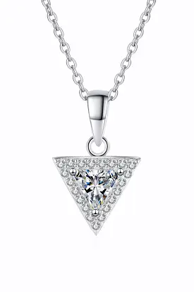 925 Sterling Silver Triangle Moissanite Pendant Necklace