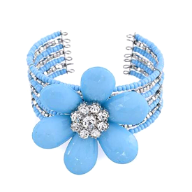 Baby Blue Large Flower Cuff Bracelet