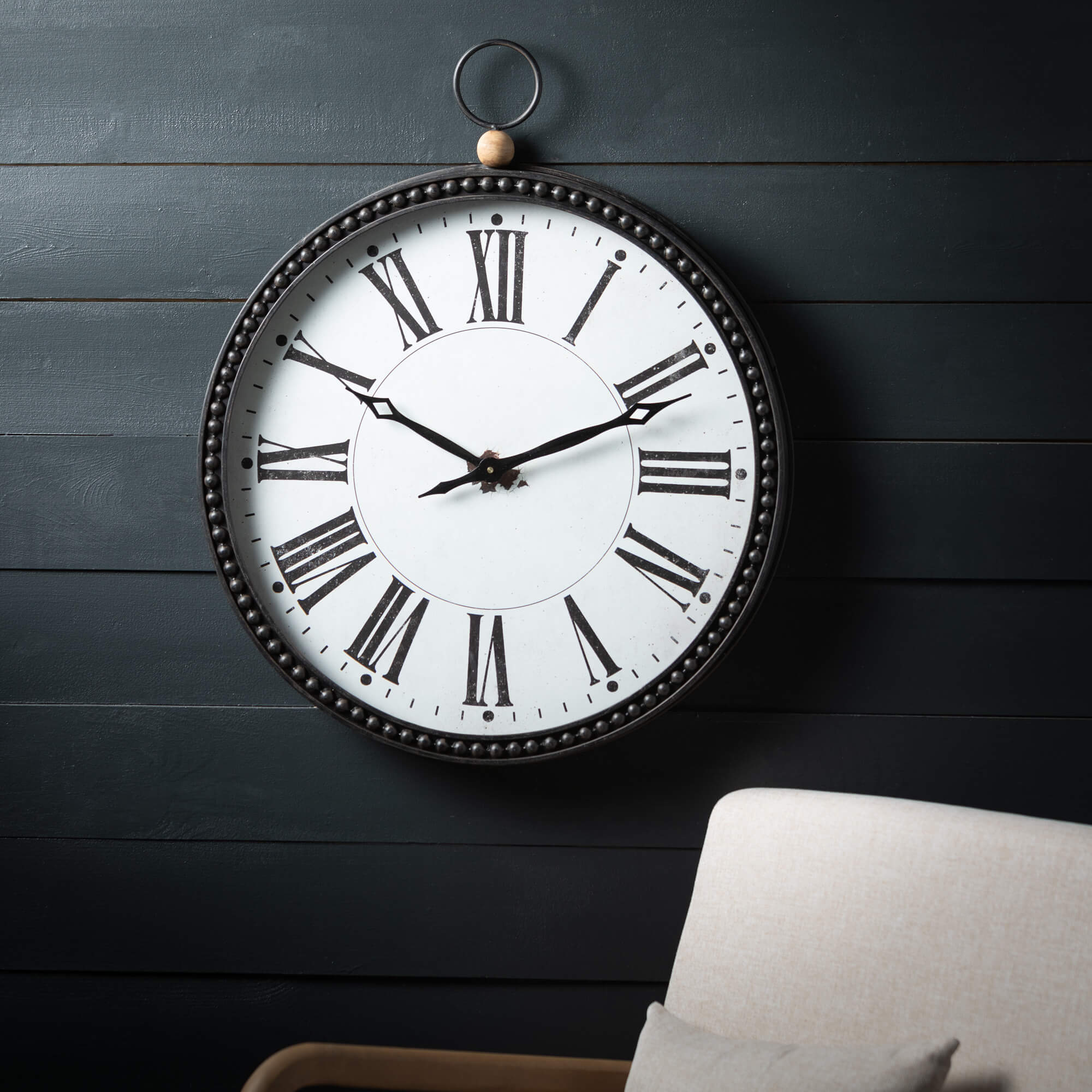 Black Bead Rimmed Wall Clock