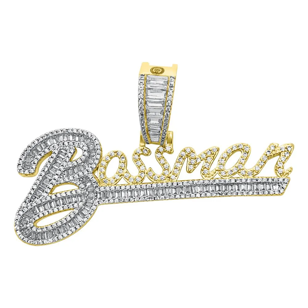 Bossman Baguette VVS CZ Hip Hop Iced Out Pendant